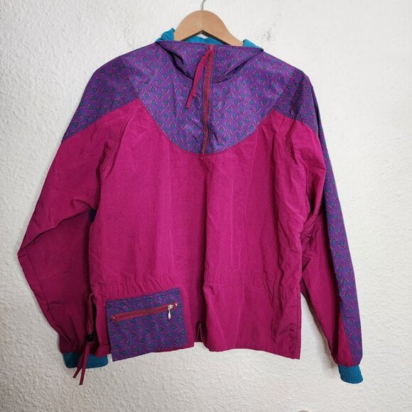 Duffel Sportswear Vintage Windbreaker Jacket Pink Purple Teal Women's Size Med - Picture 1 of 9
